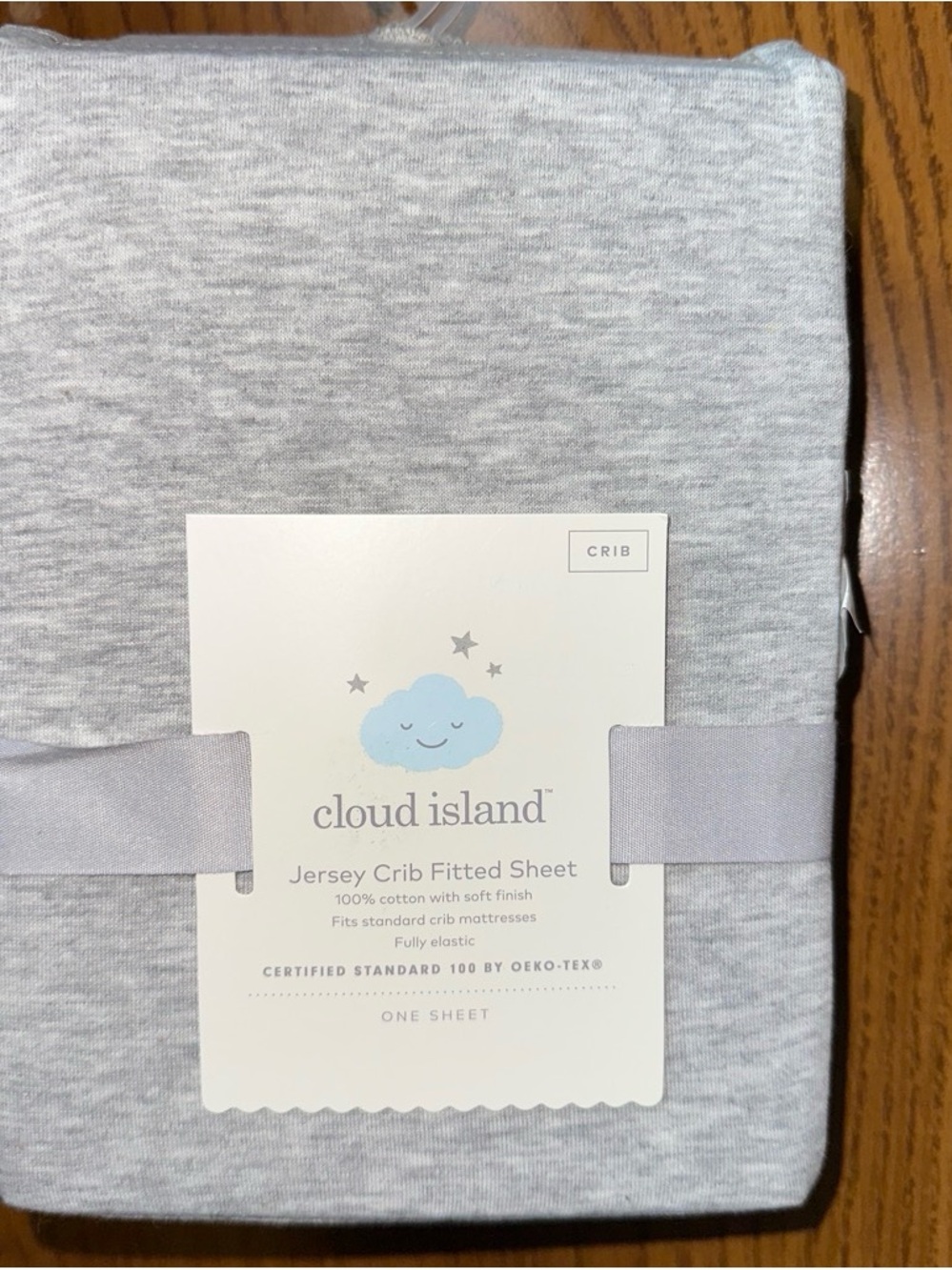 cloud island Light Gray Jersey Crib Fitted Sheet